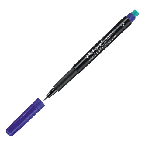 Pennarello Multimark universale permanente con gomma  - punta superfine 0,4mm - blu - Faber-Castell