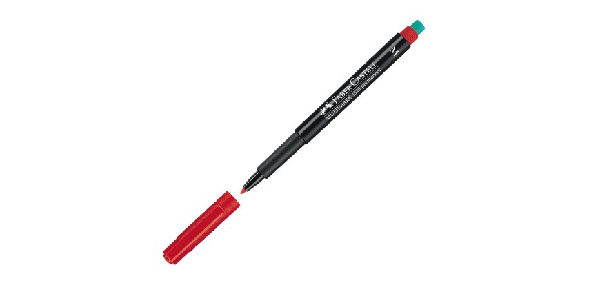 Pennarello Multimark universale permanente con gomma - punta media 1,0mm - rosso - Faber-Castell