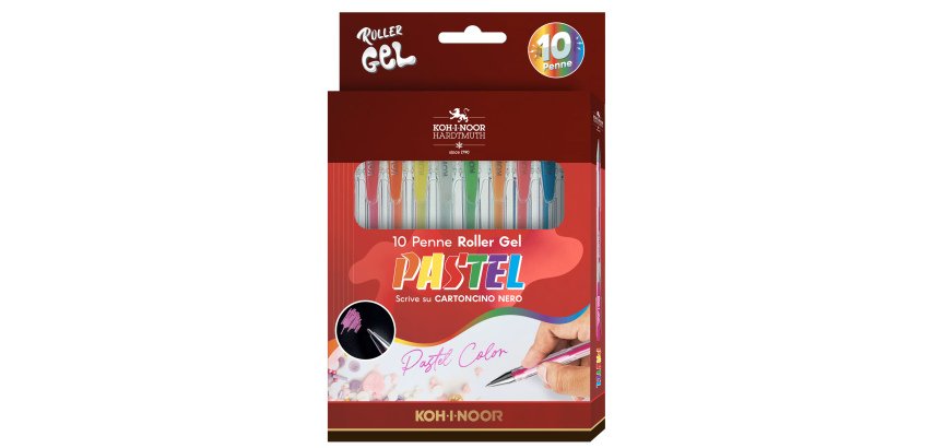 Koh-I-Noor NAGP10P gel pen Capped gel pen Blue, Green, Orange, Pink, Red, Violet, White, Yellow 10 pc(s)