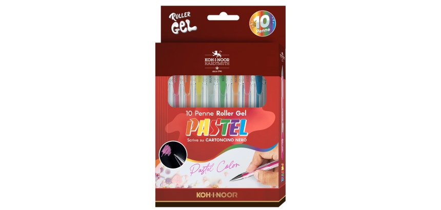 Roller gel colorati - colori pastel - Koh.I.Noor - astuccio 10 roller
