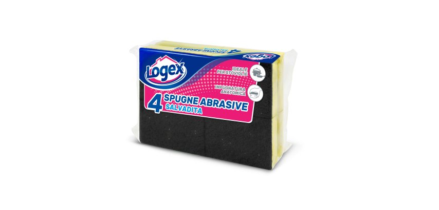 Spugnabella - con impugnatura salvaunghie - giallo/verde - Logex Professional - conf. 4 pezzi