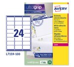 AVERY Etichette in carta bianca 63,5x33,9mm, 24 etichette per foglio, adesivo permanente, laser, 100 fogli