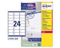 AVERY Etichette in carta bianca 63,5x33,9mm, 24 etichette per foglio, adesivo permanente, laser, 100 fogli