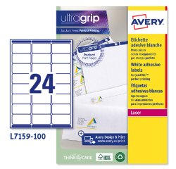 AVERY Etichette in carta bianca 63,5x33,9mm, 24 etichette per foglio, adesivo permanente, laser, 100 fogli