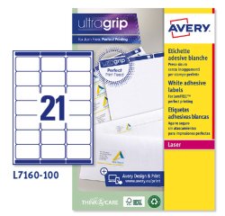 AVERY Etichette in carta bianca 63,5x38,1mm, 21 etichette per foglio, adesivo permanente, laser, 100 fogli