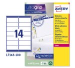 AVERY Etichette in carta bianca 99,1x38,1mm, 14 etichette per foglio, adesivo permanente, laser, 100 fogli