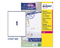 AVERY Etichette in carta bianca 199,6x289,1mm, 1 etichette per foglio, adesivo permanente, laser, 100 fogli