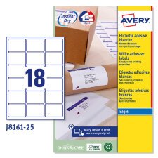 AVERY Etichette in carta bianca 63,5x46,6mm, 18 etichette per foglio, adesivo permanente, inkjet, 25 fogli