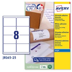 AVERY Etichette in carta bianca 99,1x67,7mm, 8 etichette per foglio, adesivo permanente, inkjet, 25 fogli