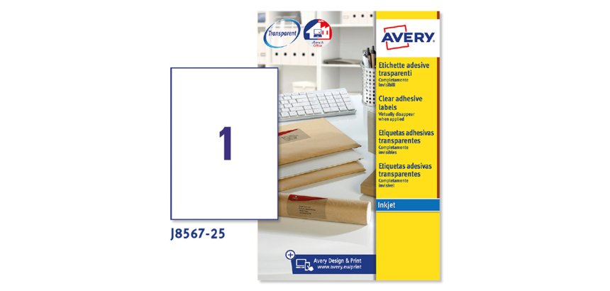Avery J8567-25 printer label Transparent