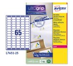 Avery L7651-25 addressing label Self-adhesive label White