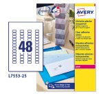 Avery L7553-25 self-adhesive label Transparent 1200 pc(s)