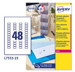 Avery L7553-25 self-adhesive label Transparent 1200 pc(s)