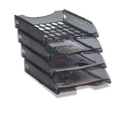 Vaschetta portacorrispondenza forata E040 - 26 x 34,5 x 6,5 cm - fumé trasparente - Fellowes