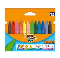Pastelli Plastidecor - in plastica - colori assortiti - Bic - astuccio 12 colori triangle