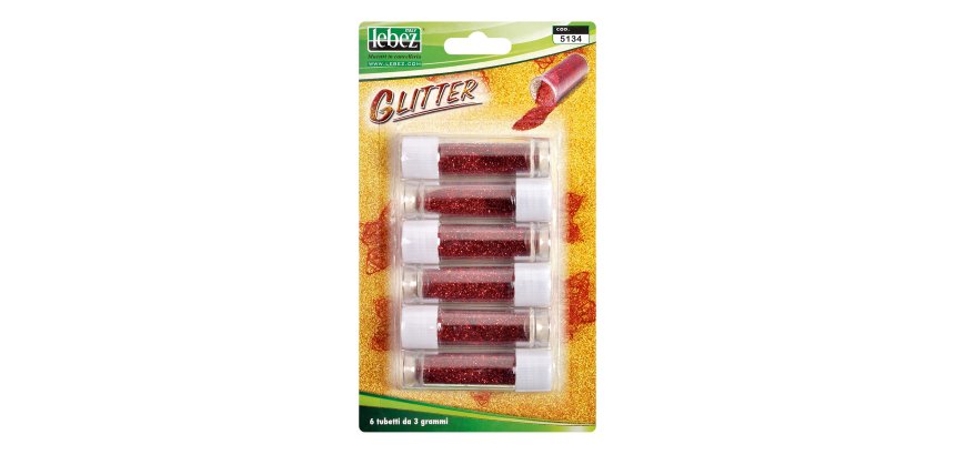 Porporina glitter - 2gr - rosso - Lebez - conf. 6 tubi