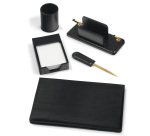 Servizio scrittoio art.119 nero in similpelle (5 componenti) - City Time