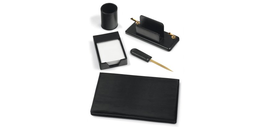 Servizio scrittoio art.119 nero in similpelle (5 componenti) - City Time