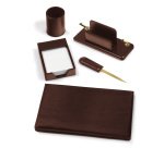 Servizio scrittoio - similpelle - 5 componenti - marrone - City Time