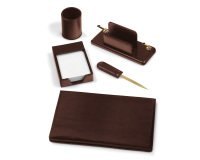 Servizio scrittoio - similpelle - 5 componenti - marrone - City Time