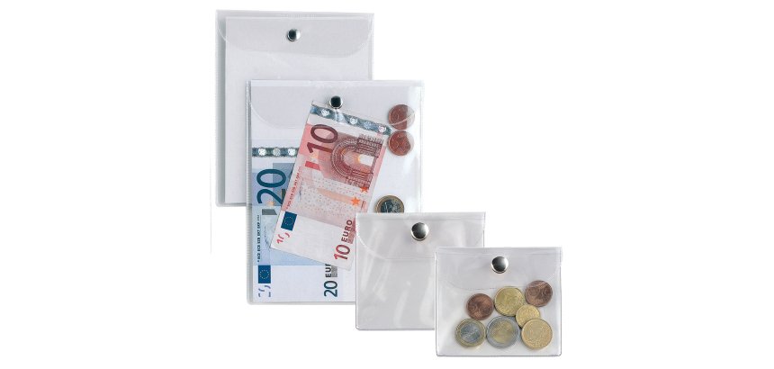 Busta con bottone Press 2E - PVC - 9,5 x 12 cm - trasparente - Sei Rota
