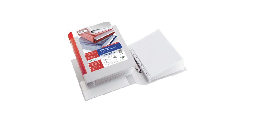 Raccoglitore personalizzabile Stelvio TI - 22 x 30 cm - 2 anelli a Q 65 mm - dorso 9 cm - bianco - Sei Rota