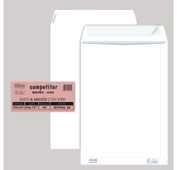 Busta a sacco Competitor FSC - strip adesivo - 25 x 35,3 cm - 80 gr - bianco - Pigna Envelopes - conf. 500 pezzi