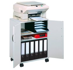 Mobiletto Multifunzione 74/53 - con ante alte e ruote - 4 ripiani - 52,8 x 40 x 73,7 cm - grigio - Durable