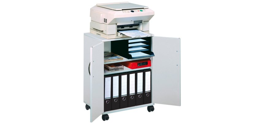 Mobiletto Multifunzione 74/53 - con ante alte e ruote - 4 ripiani - 52,8 x 40 x 73,7 cm - grigio - Durable