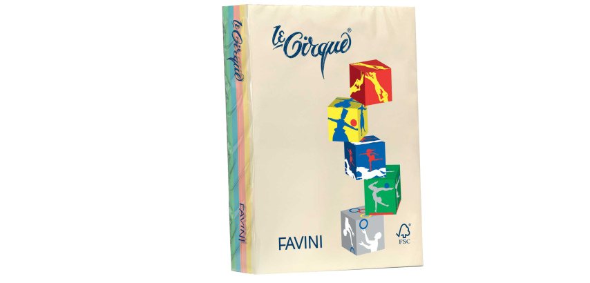 Carta Le Cirque - A4 - 80 gr - mix 5 colori pastello - Favini - conf. 500 fogli