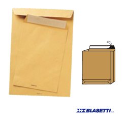 Busta a sacco Monodex - soffietti laterali - fondo quadro - strip adesivo - 25 x 35,3 x 4 cm - 120 gr - avana - Blasetti - conf. 250 pezzi
