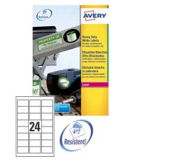 Etichette adesive L4773 - in poliestere - laser - permanenti - 63,5 x 33,9 mm - 24 et/fg - 20 fogli - bianco - Avery