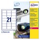 AVERY Etichette resistenti in poliestere bianco 63,5x38,1mm, 21 etichette per foglio, adesivo permanente, laser, 20 fogli