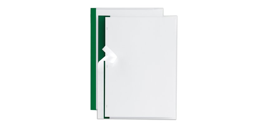 Cartellina per rilegatura Poli 200 - A4 - PP - trasparente buccia - dorso verde - Sei Rota - conf. 10 pezzi