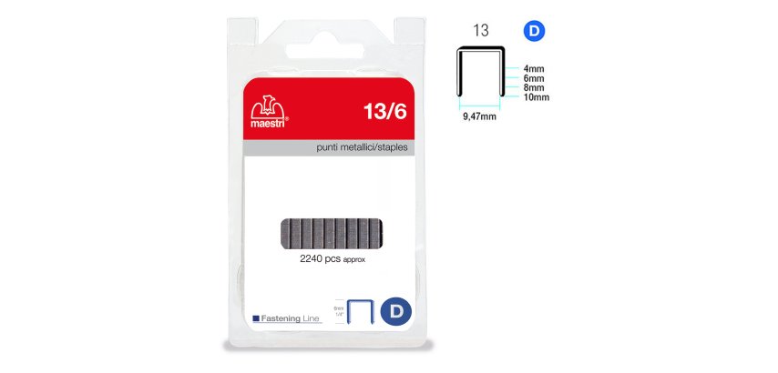 Punti - 13/6 - 6 mm - metallo - Romeo Maestri - conf. 2240 pezzi