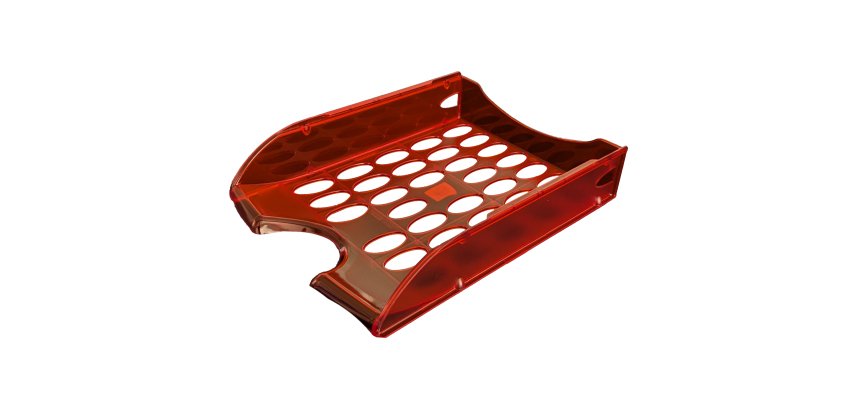 Vaschetta portacorrispondenza forata E040 - 26 x 34,5 x 6,5 cm - rosso trasparente - Fellowes