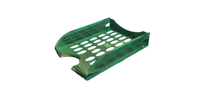 Vaschetta portacorrispondenza forata E040 - 26 x 34,5 x 6,5 cm - verde trasparente - Fellowes