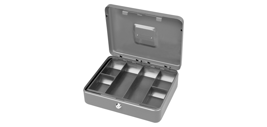 Cassetta portavalori Secur - 20 x 16 x 9 cm - grigio chiaro - Metalplus