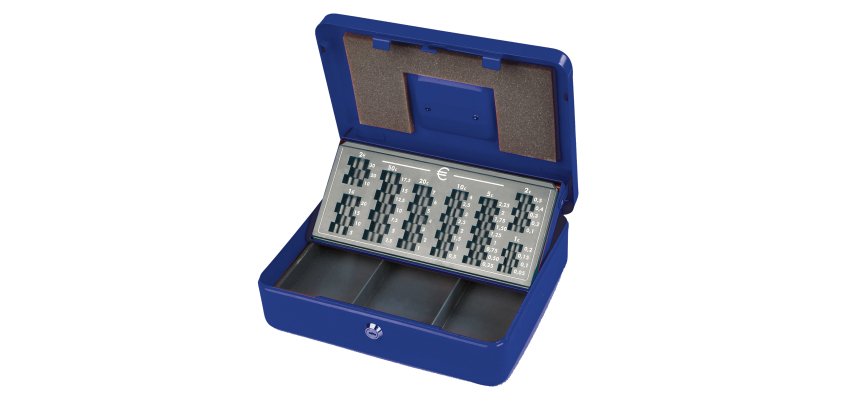 Cassetta portavalori Europa - 30 x 24 x 9 cm - blu - Metalplus