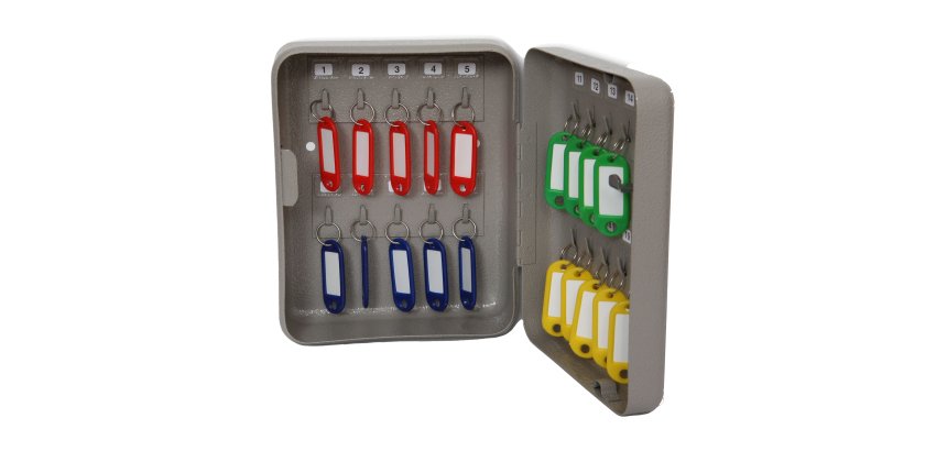 Cassetta portachiavi da muro - 20 x 16 x 7 cm - 20 posti - grigio antracite - Metalplus