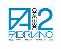 Blocco F2 - 24x33cm - 20 fogli - 110gr - ruvido - 4 angoli - Fabriano