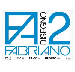 Blocco F2 - 24x33cm - 20 fogli - 110gr - ruvido - 4 angoli - Fabriano