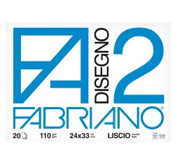 Blocco F2 - 24x33cm - 20 fogli - 110gr - liscio - 4 angoli - Fabriano
