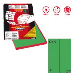 Etichette adesive C/519 - in carta - permanenti - 105 x 148,5 mm - 4 et/fg - 100 fogli - verde - Markin