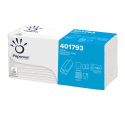 Asciugamani piegati a Z - 2 veli - 22 gr - goffratura a onda+ - 23,4 x2 3 cm - bianco - Papernet - conf. 143 pezzi
