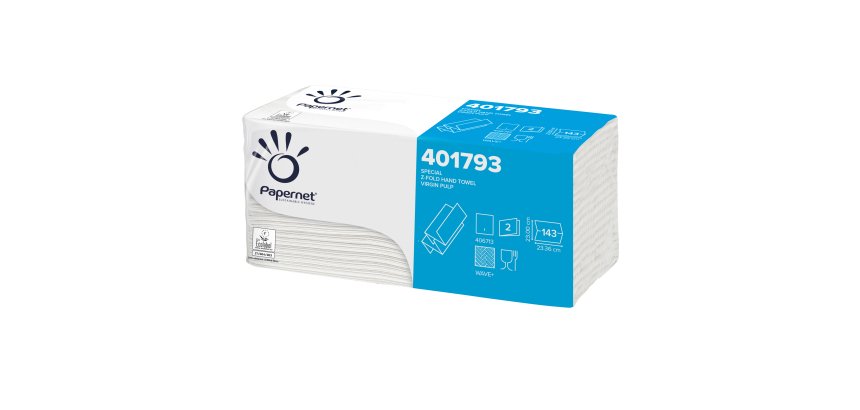 Asciugamani piegati a Z - 2 veli - 22 gr - goffratura a onda+ - 23,4 x2 3 cm - bianco - Papernet - conf. 143 pezzi