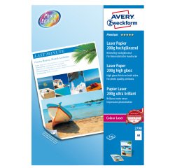 Carta laser - A4 - 200 gr - effetto extra glossy - bianco - Avery - conf. 100 fogli