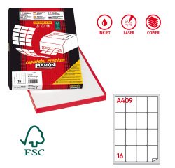 Etichette adesive A/409 - in carta - angoli arrotondati - permanenti - 47,7 x 70 mm - 16 et/fg - 100 fogli - bianco - Markin