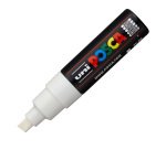 Marcatore a base d'acqua Uni Posca PC8K - punta large a scalpello 8,0mm - bianco  - Uni Mitsubishi