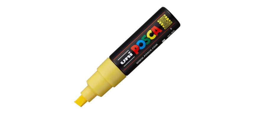 Marcatore a base d'acqua Uni Posca PC8K - punta large a scalpello 8,0mm - giallo  - Uni Mitsubishi